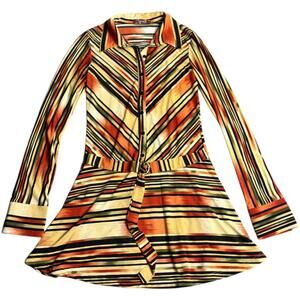 Miss Me retro striped long sleeve collared shirt dress belted size small